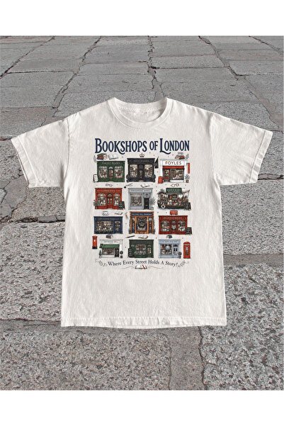 Grafftee Clothing Knjižare Londona Tiskana unisex majica prevelikog kroja
