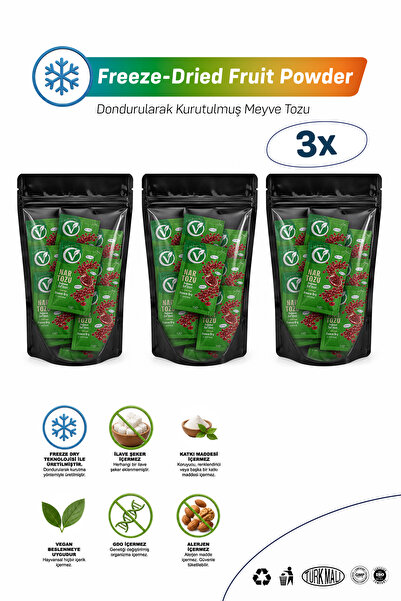VEYRA Kurutulmuş Meyve Tozu | Freeze Dry Pack 10'lu Nar Tozu x 3 PAKET 150G