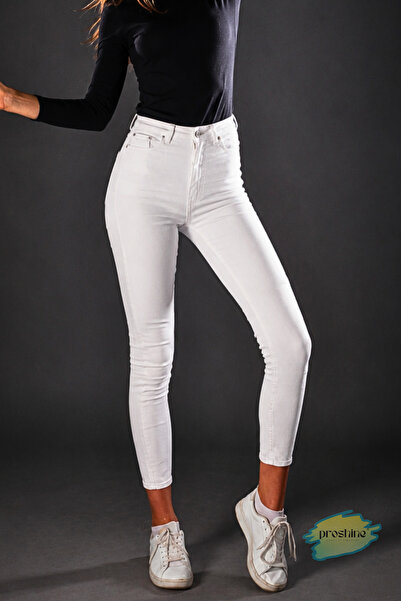 Proshine Dar Paça Yüksek Bel Kadın Jean Pantolon – Skinny Kalıp - Slim Fit, B...