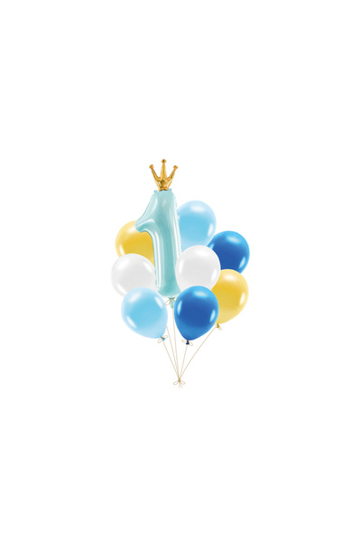 Partydeco Set baloane Aniversare, albastru (1 pachet / 9 buc.)