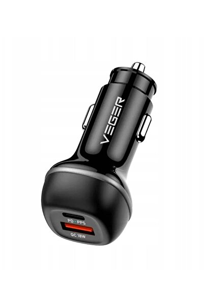 Veger Încărcător auto USB A + USB C QC PD 51W CC62-1A1C negru