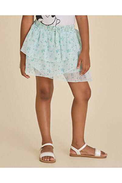 REDTAG Girls Blue Floral Allover Print Skirt