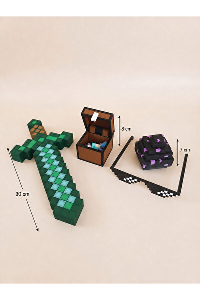 Pilovestik 6 Parça Minecraft Seti: 30cm Elmas Kılıç, Sandık, Ender Yumurtası,...