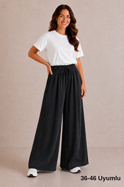 Balenbi Women's Modal Elastic Waist Adjustable Lace-Up Wide Leg Loose Trouser...