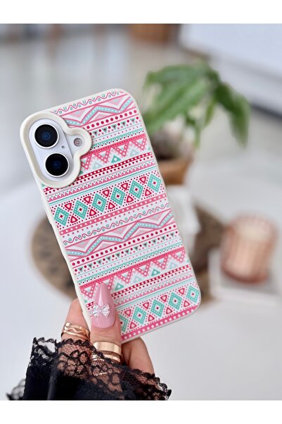 Go Aksesuar Iphone 16 Uyumlu Baskı TURKUAZ PEMBE Tasarımlı Esnek Koruyucu Sil...