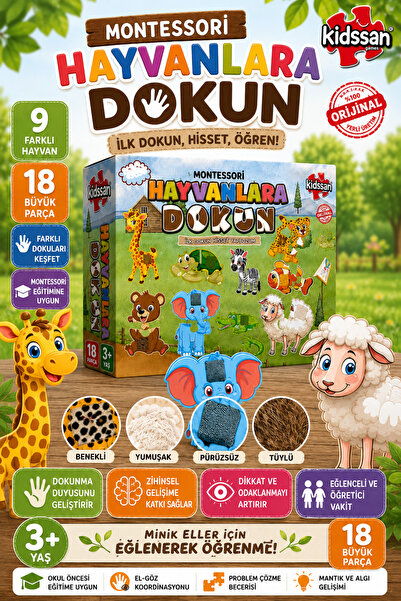 kidssan games Kidssan Montessori Hayvanlara Dokun Dokun Hisset Eğitici Puzzle...