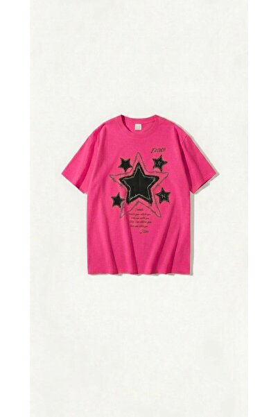 KOZİA OUTDOORS Women's Men's Unisex Star Print Crew Neck T-Shirt