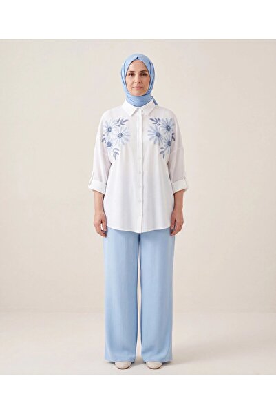 BURRASCA Oversize Linen Set with Embroidered Stones