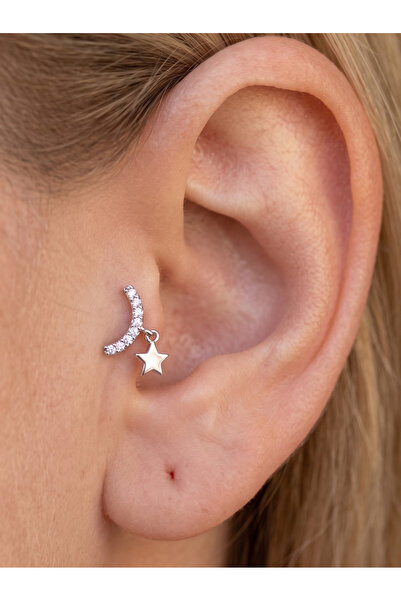 GKCBijoux 316L Kararmaz Çelik Tragus Helix Kulak Piercing Küpesi