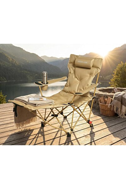 Green Lion Vestro Portable Camping Chair with Removable Footrest, 120kg Capac...