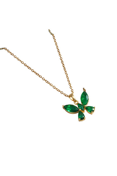 Black Season Gold Plated Pink Butterfly Necklace