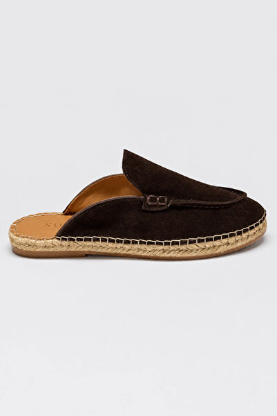 Suren bysrnshoes Manas Hakiki Deri Saraç Detaylı Erkek Espadril Terlik