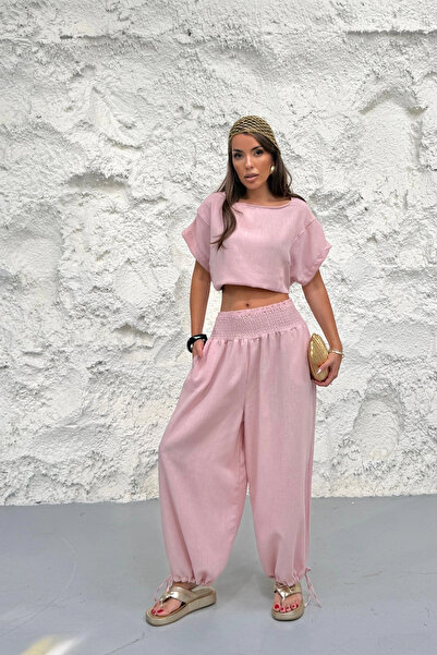 Lusin Ženska bluza u boji slatkiša, elastične pantalone sa visokim strukom, d...