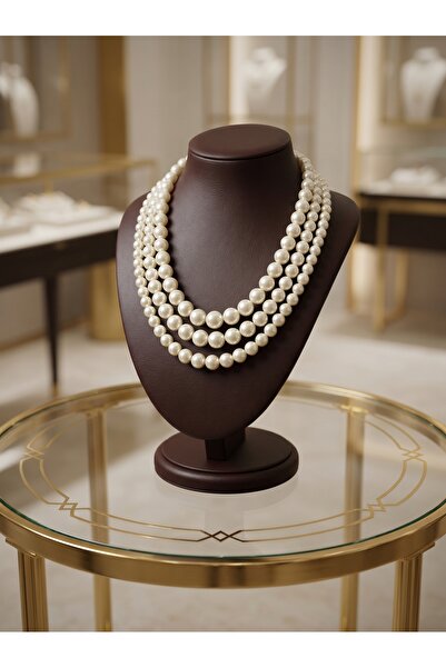 miragejewelrydesign El Yapımı 3 lü Cam İnci Kolye K30