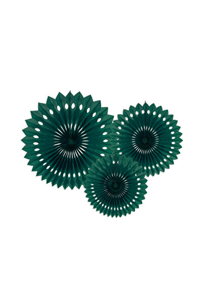 Partydeco Rozete decorative, verde închis, 20-30 cm (1 pachet / 3 buc.)