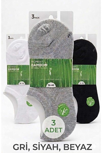 Funny Life 3-Piece Premium Invisible Seamless Short Booties Socks - Gray-Siha...