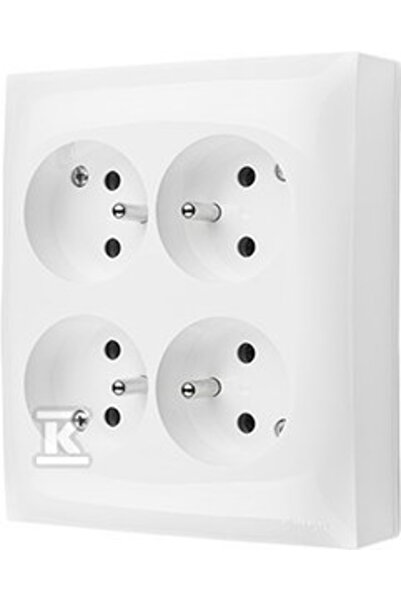 Kontakt-Simon Priză de perete cvadruplă, Kontakt-Simon, 16A/250V/IP20, Alb