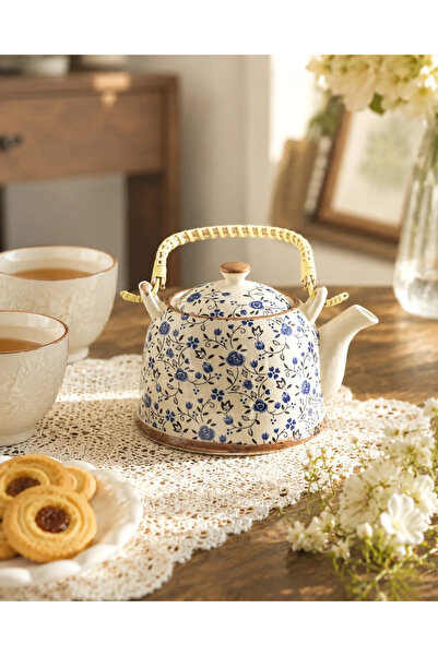 Mary's Concept Mavi Gül Porselen Teapot 800 ml