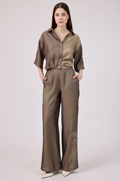 Rain and River Viscose Trousers with Embroidery Details