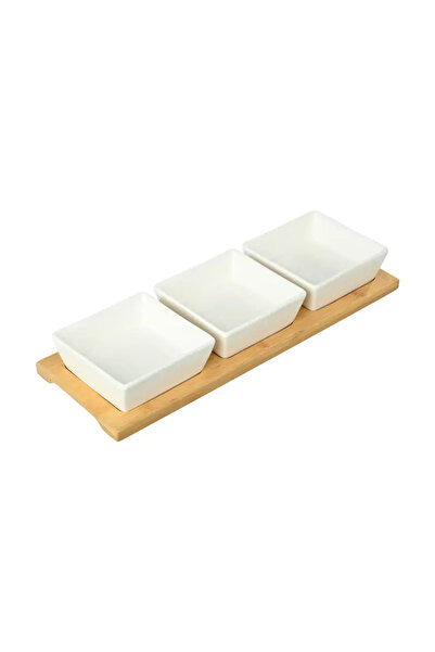 Estia Home Art Μπολ σερβιρίσματος με βάση από μπαμπού (3 τεμάχια) Εστία