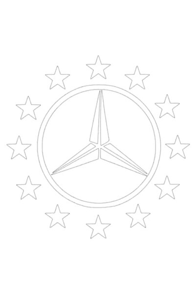 Oracal Αυτοκόλλητο λογότυπο Mercedes με αστέρια, λευκό, 20 εκ.