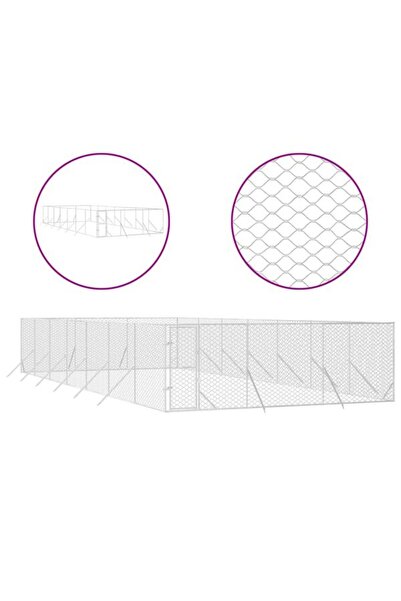 vidaxl Țarc exterior pentru câini, argintiu, 6 x 14 x 2 m, din oțel galvanizat