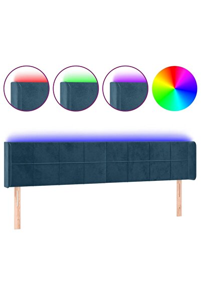vidaxl Tăblie de pat cu LED, albastru închis, 163x16x78/88 cm, catifea