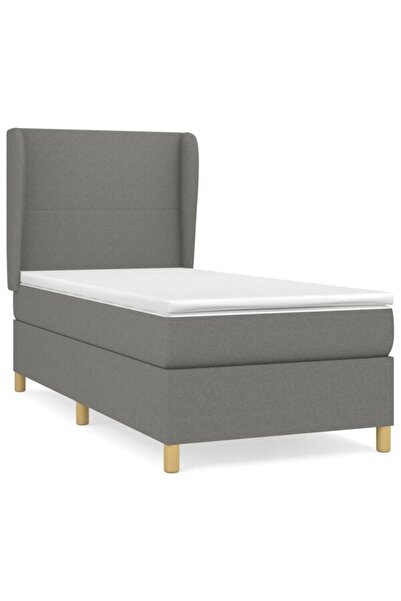 vidaxl Pat boxspring cu saltea, gri închis, 80 x 200 cm, textil