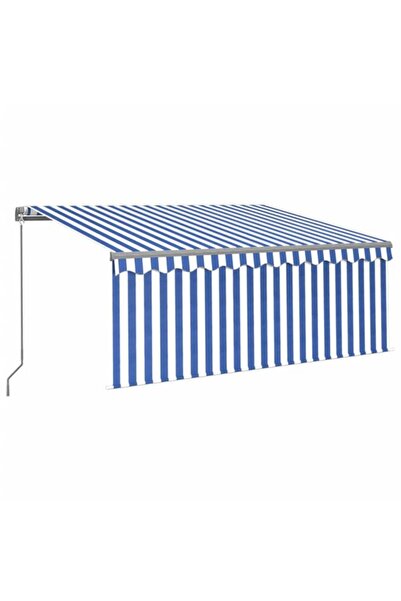 vidaxl Copertină retractabilă manuală cu rulou și LED albastru și alb, 3 x 2,5 m