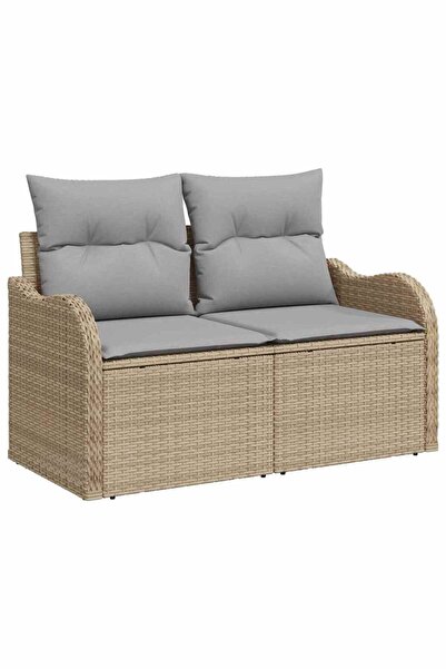 vidaxl Canapea de grădină cu pernă Bej 121 x 62 x 69cm poliratan