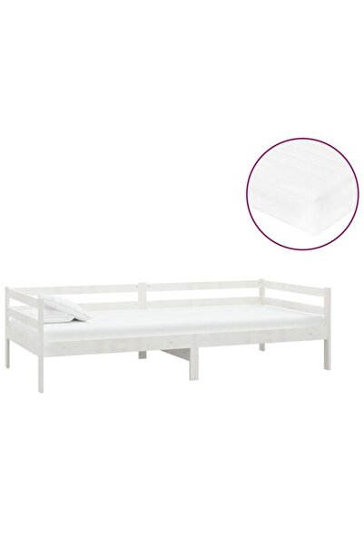 vidaxl Pat de zi cu saltea, 90 x 200 cm, lemn masiv de pin