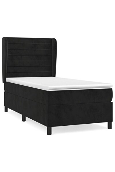 vidaxl Pat boxspring cu saltea, negru, 80 x 200 cm, catifea