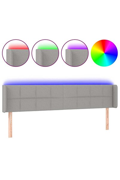 vidaxl Tăblie de pat cu LED, gri deschis, 163x16x78/88 cm, textil