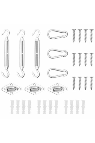 vidaxl Set de accesorii pentru parasolar, 9 piese, oțel inoxidabil