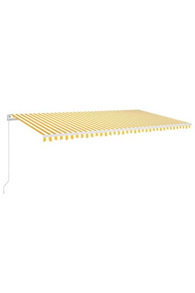 vidaxl Copertină retractabilă manuală cu LED, Galben și Alb, 600 x 350 cm