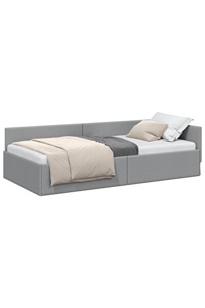 vidaxl Cadru de pat colțar Gri deschis 100 cm x 200 cm țesătură