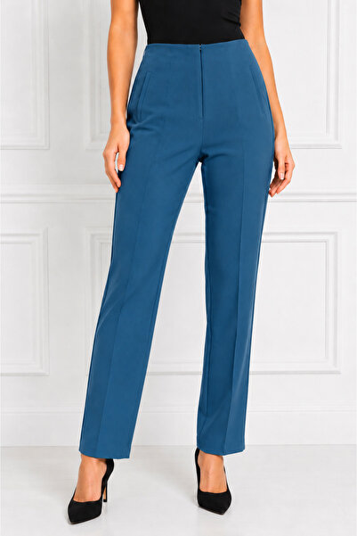 RUUJ COLLECTİON Front Zipper Fabric Trousers Plus Size Pants