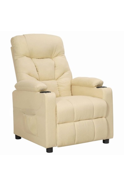 vidaxl Fotoliu rabatabil, crem, material textil