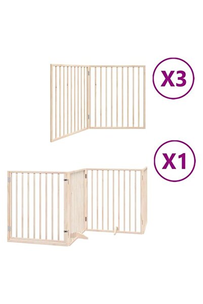 vidaxl Barieră pliabilă pentru câini cu ușă, 10 panouri, 800 cm, lemn de plop