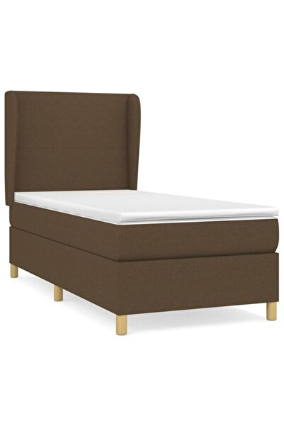 vidaxl Pat boxspring cu saltea, maro închis, 80 x 200 cm, textil