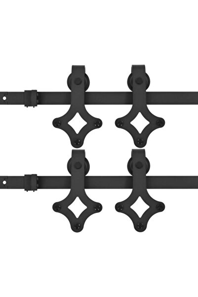 vidaxl Set feronerie ușă glisantă, 2 piese, negru, 200 cm, oțel