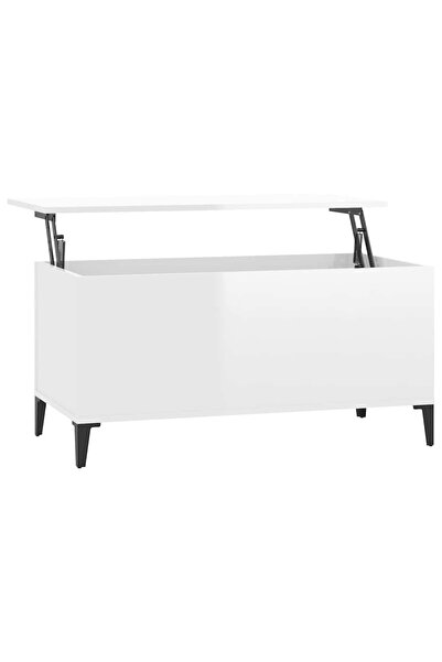 vidaxl Măsuță de cafea, alb extralucios, 90x44,5x45 cm, lemn compozit