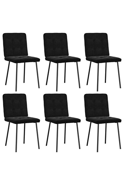 vidaxl Scaune de dining, 6 bucăți, negre, din catifea