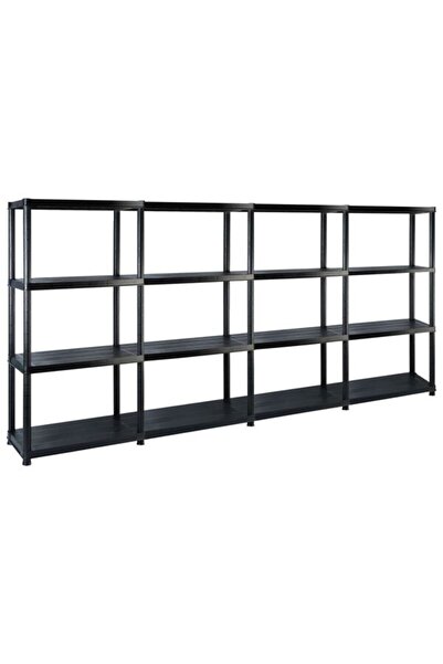 vidaxl Raft de depozitare cu 4 niveluri, negru, 244 x 30.5 x 130 cm, plastic