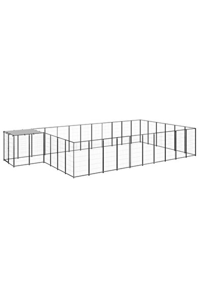 vidaxl Țarc pentru câini, negru, 19.36 m², oțel
