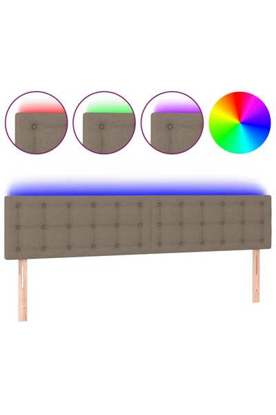vidaxl Tăblie de pat cu LED, gri taupe, 180x5x78/88 cm, textil