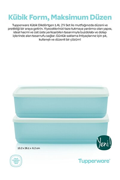 Tupperware Kübik Dikdörtgen 1.4 L 2'li Set