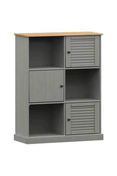 vidaxl Bibliotecă VIGO, gri, 90x35x114,5 cm, lemn masiv de pin