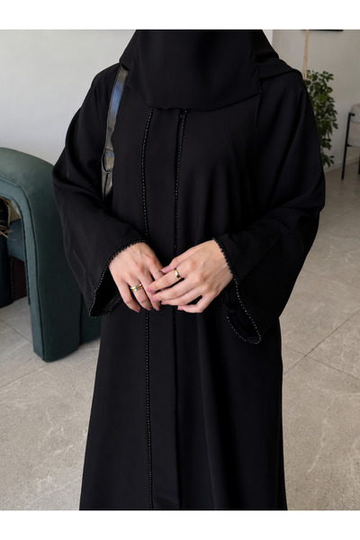 EKEA ABAYA Abaya Halal |   Black Abaya with Royal Summer Fabric Half Khosha C...