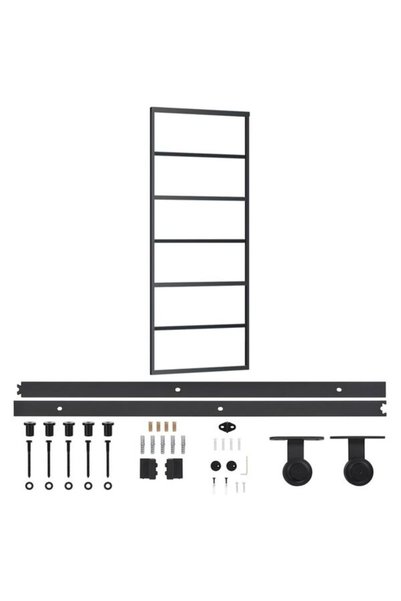 vidaxl Ușă glisantă cu set de feronerie, 76 x 205 cm, sticlă ESG/aluminiu